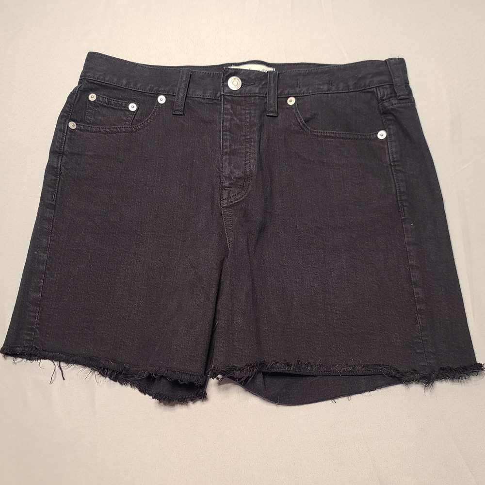 Madewell Denim Shorts Women 27 Black Raw Hem Frayed Cotton Stretch Casual Summer
